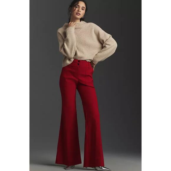 Anthropologie Pants - Anthropologie Maeve The Naomi Wide-Leg Flare Pants Red Size 16W